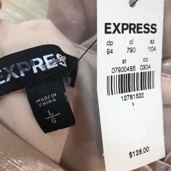 Express Iridescent Blush Pink Maxi Dress L - Picture 6 of 8